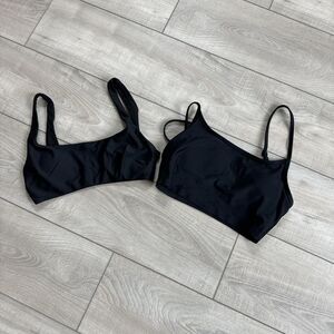 Bundle of 2 Aerie Women's Black Tankini Tops, Spaghetti Strap,  size small